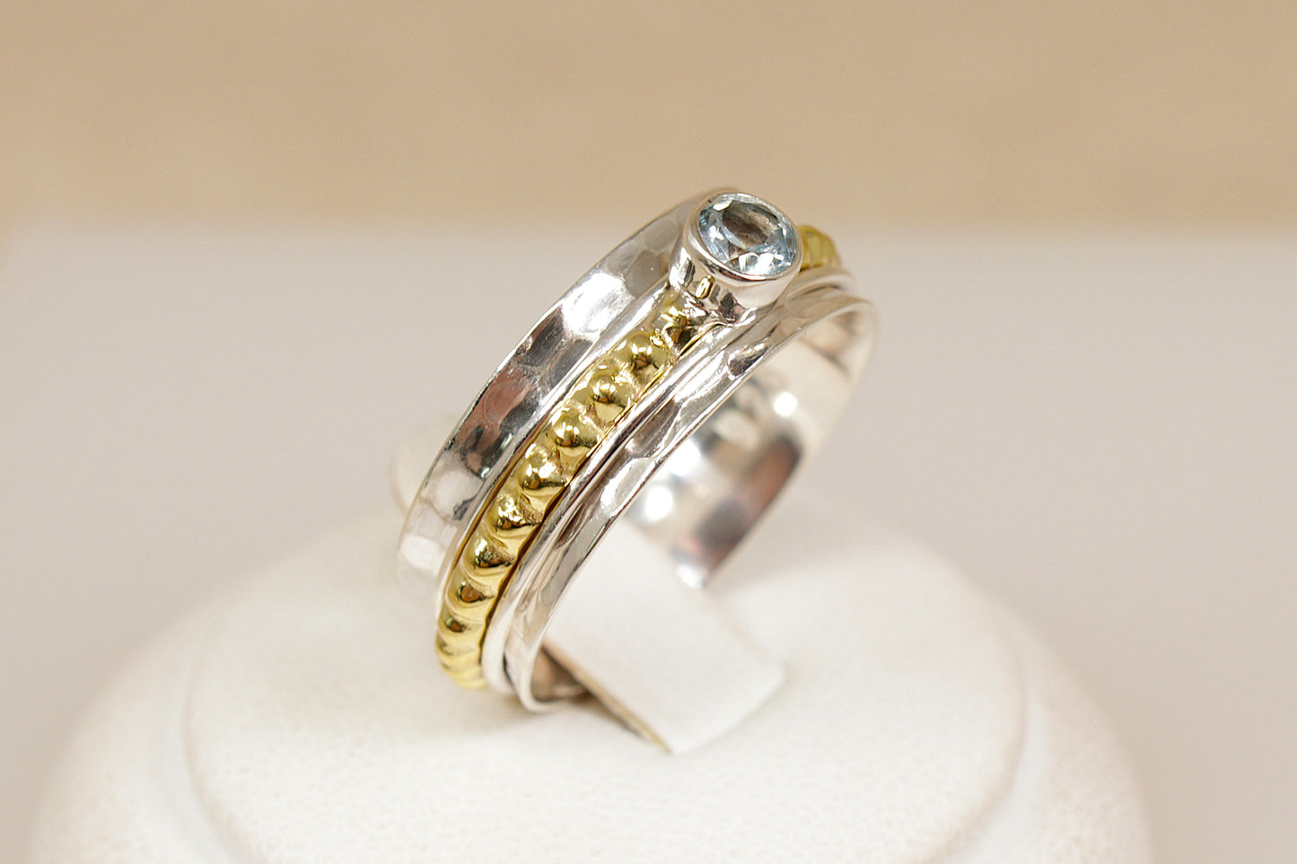 Silver and Blue Topaz Spinner Ring