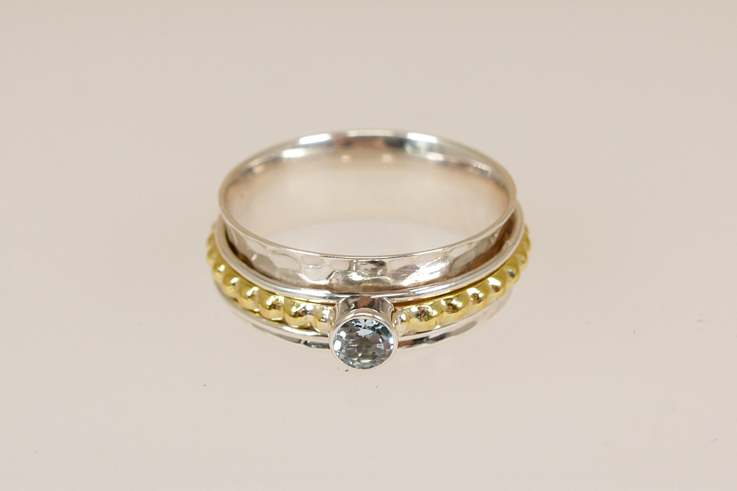 Silver and Blue Topaz Spinner Ring