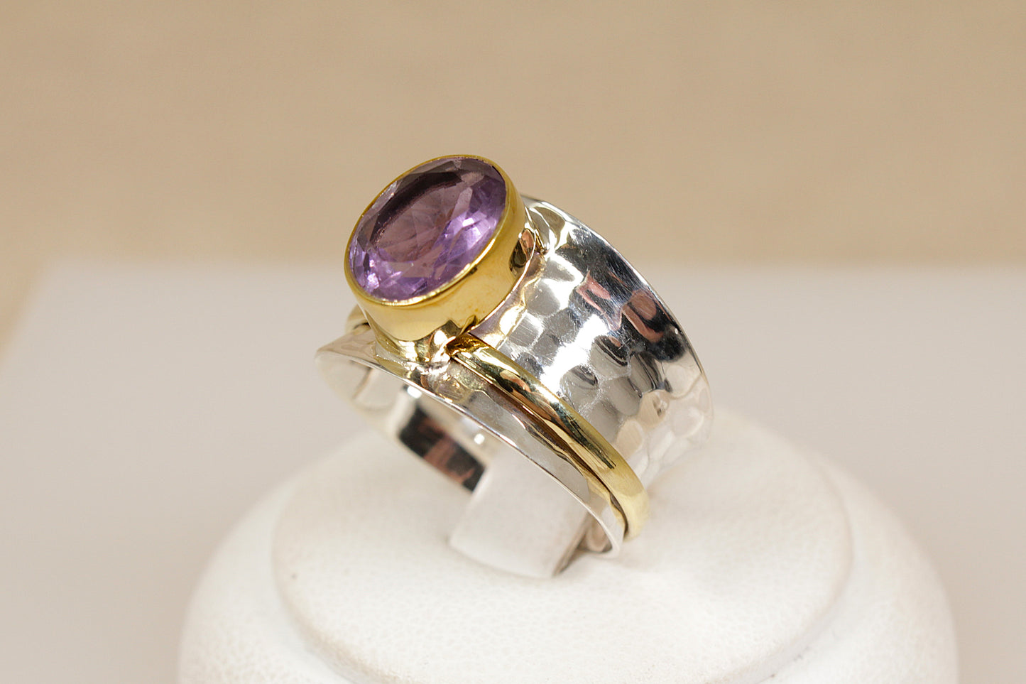 Silver and Amethyst Spinner Ring