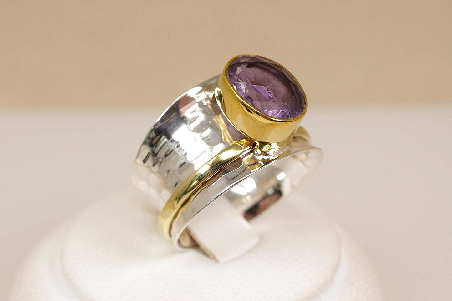 Silver and Amethyst Spinner Ring