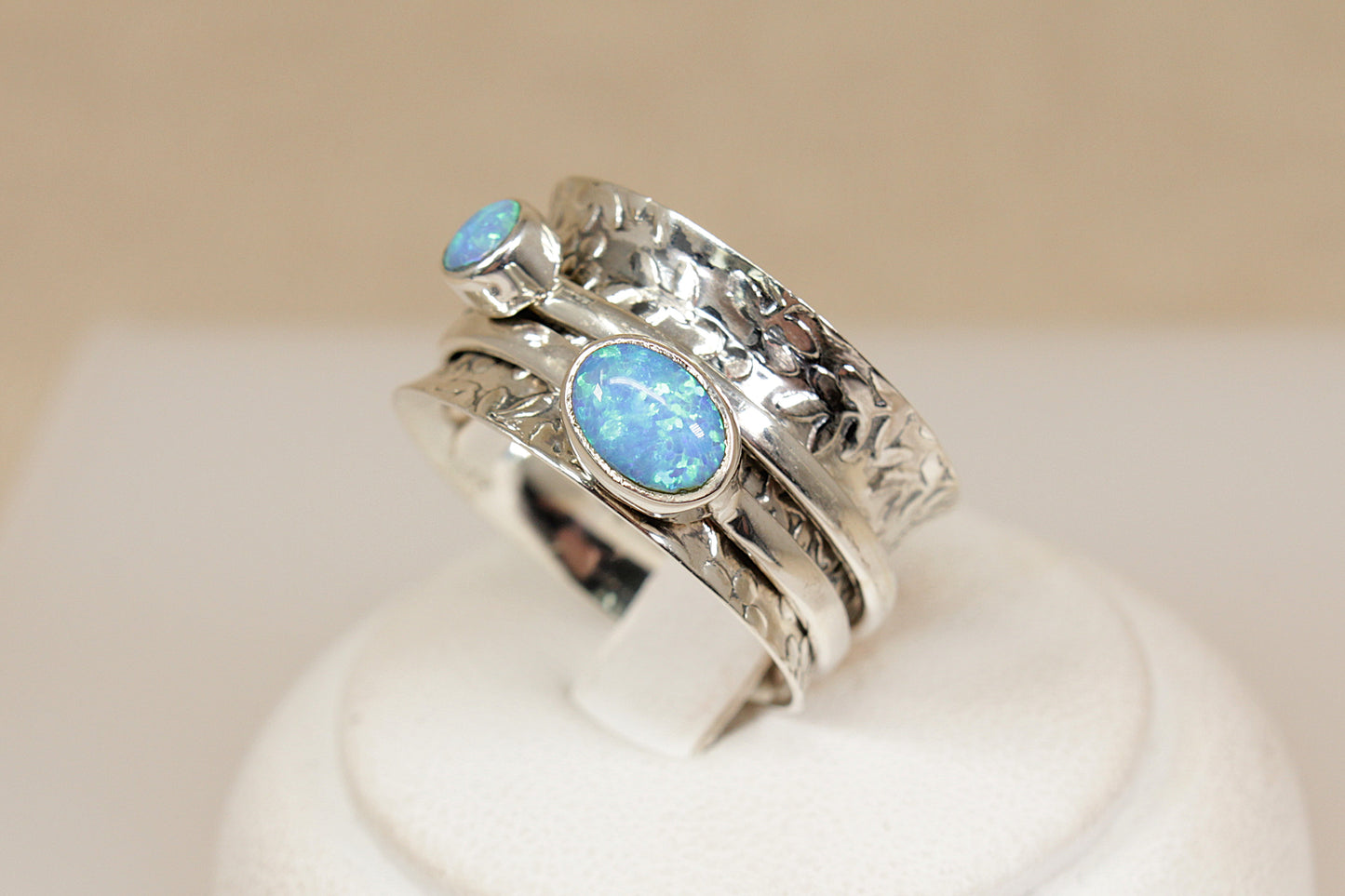 Silver and Opal Spinner Ring