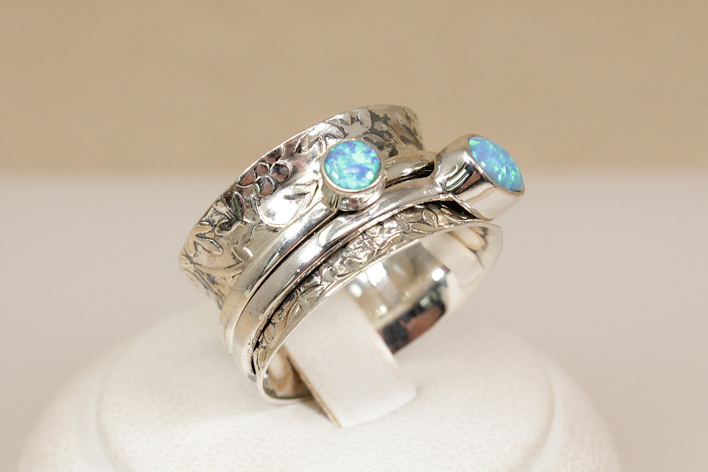 Silver and Opal Spinner Ring