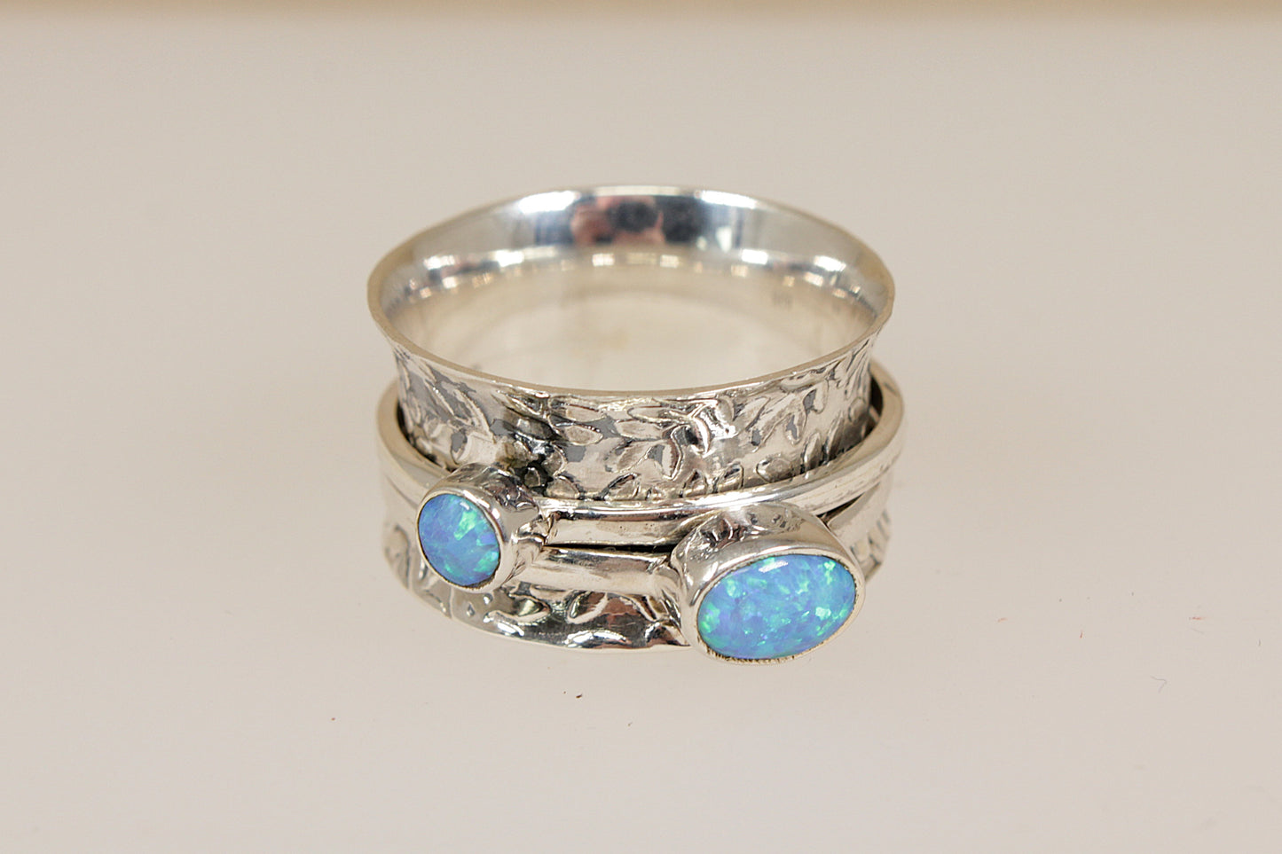 Silver and Opal Spinner Ring