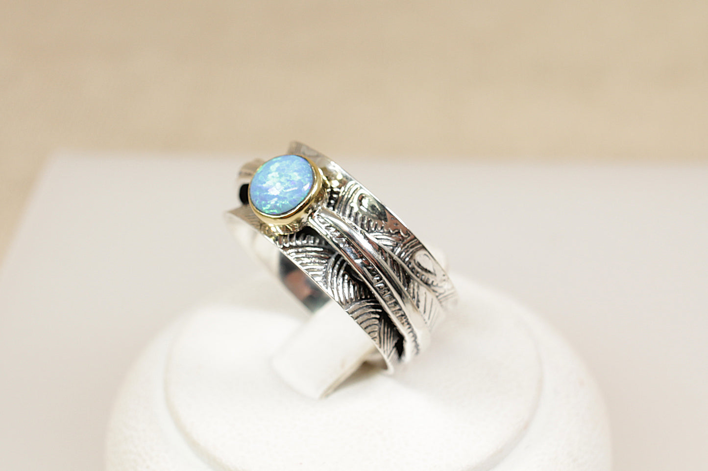 Silver Blue Opal ‘Spinner’ Ring