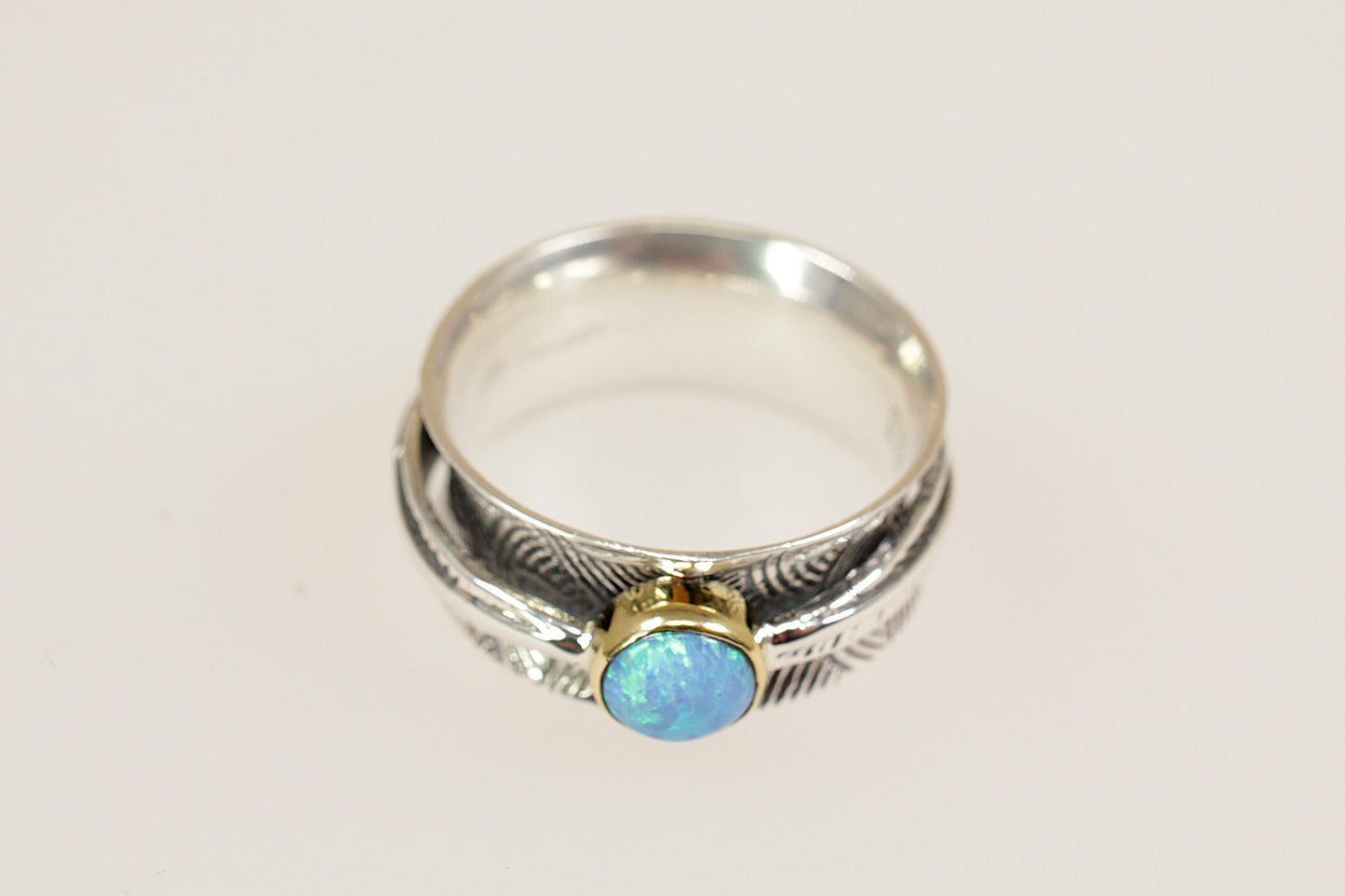 Silver Blue Opal ‘Spinner’ Ring