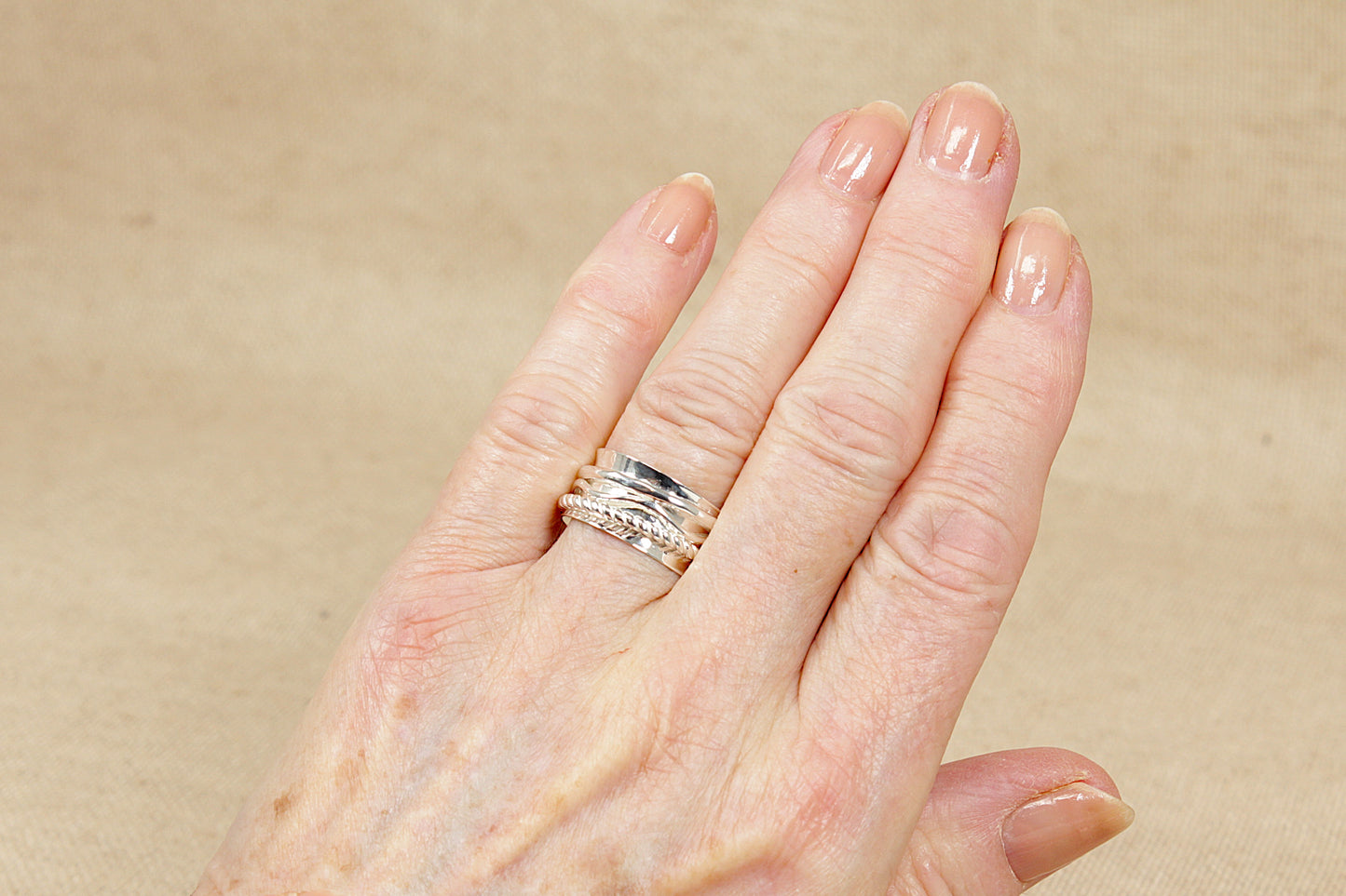 Silver Wave Twist Spinner / Fidget Ring