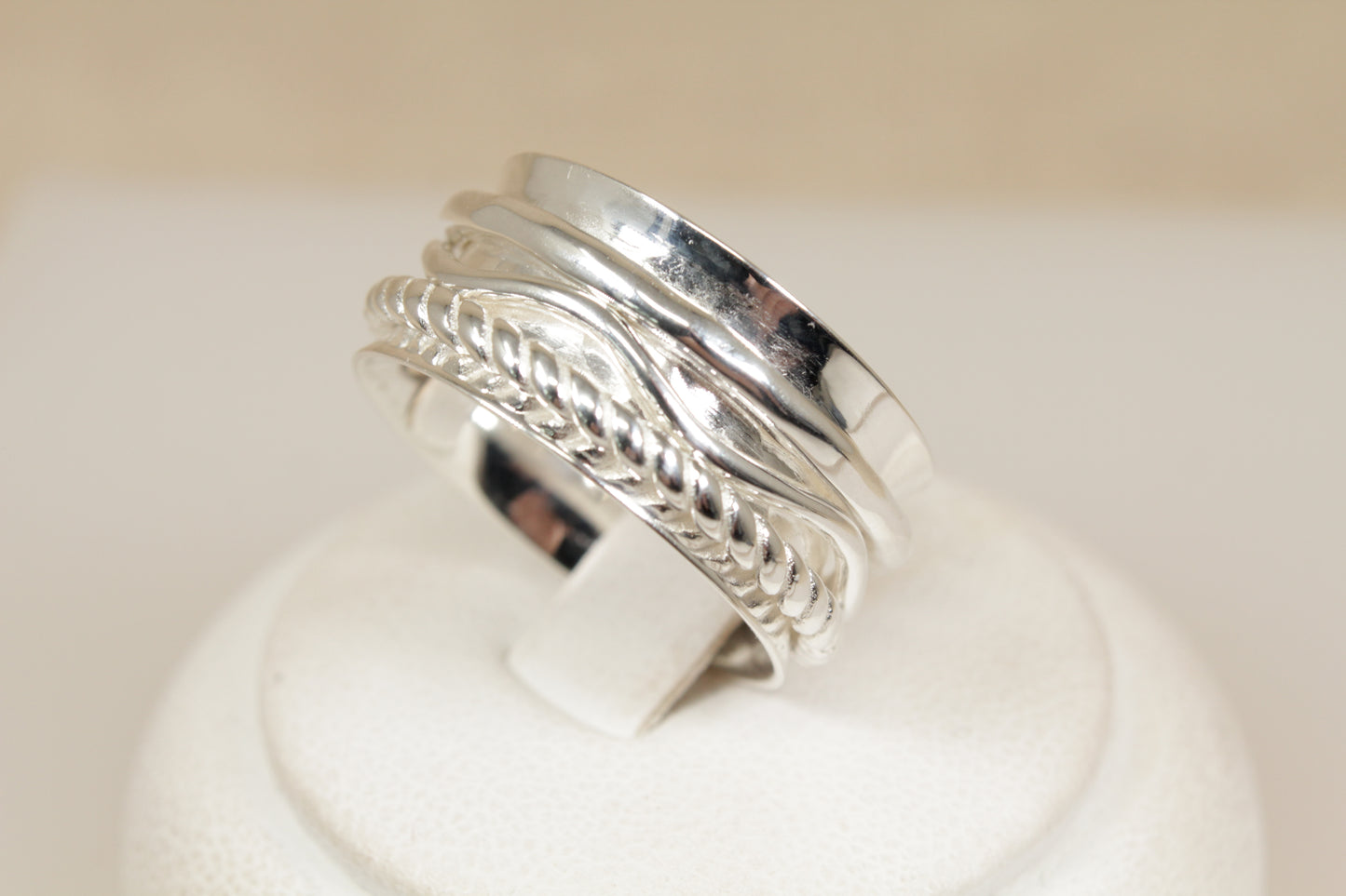 Silver Wave Twist Spinner / Fidget Ring