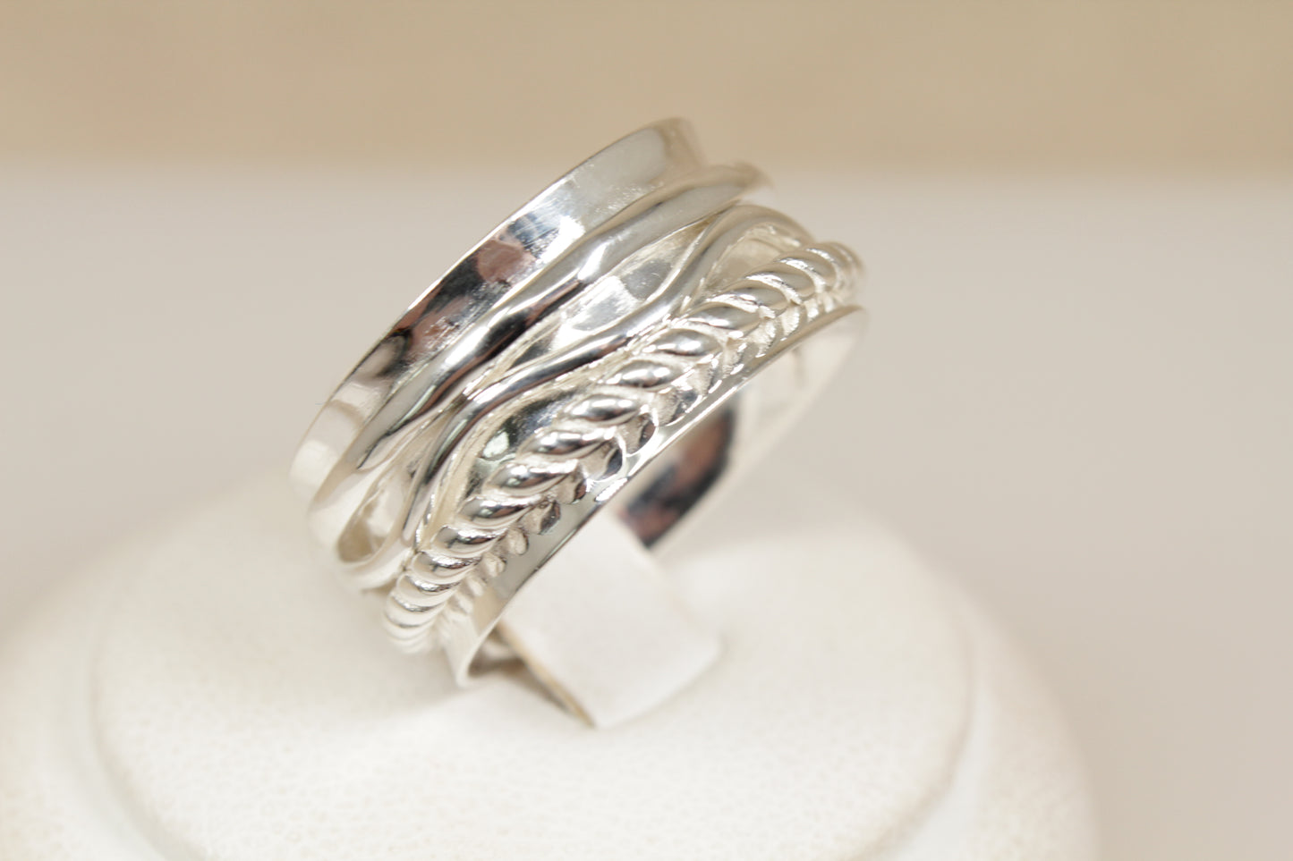 Silver Wave Twist Spinner / Fidget Ring