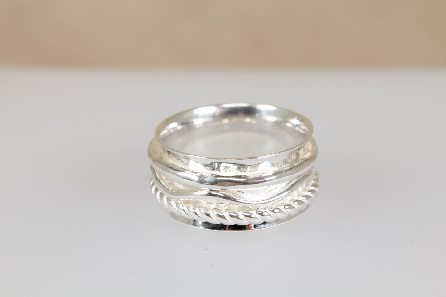 Silver Wave Twist Spinner / Fidget Ring