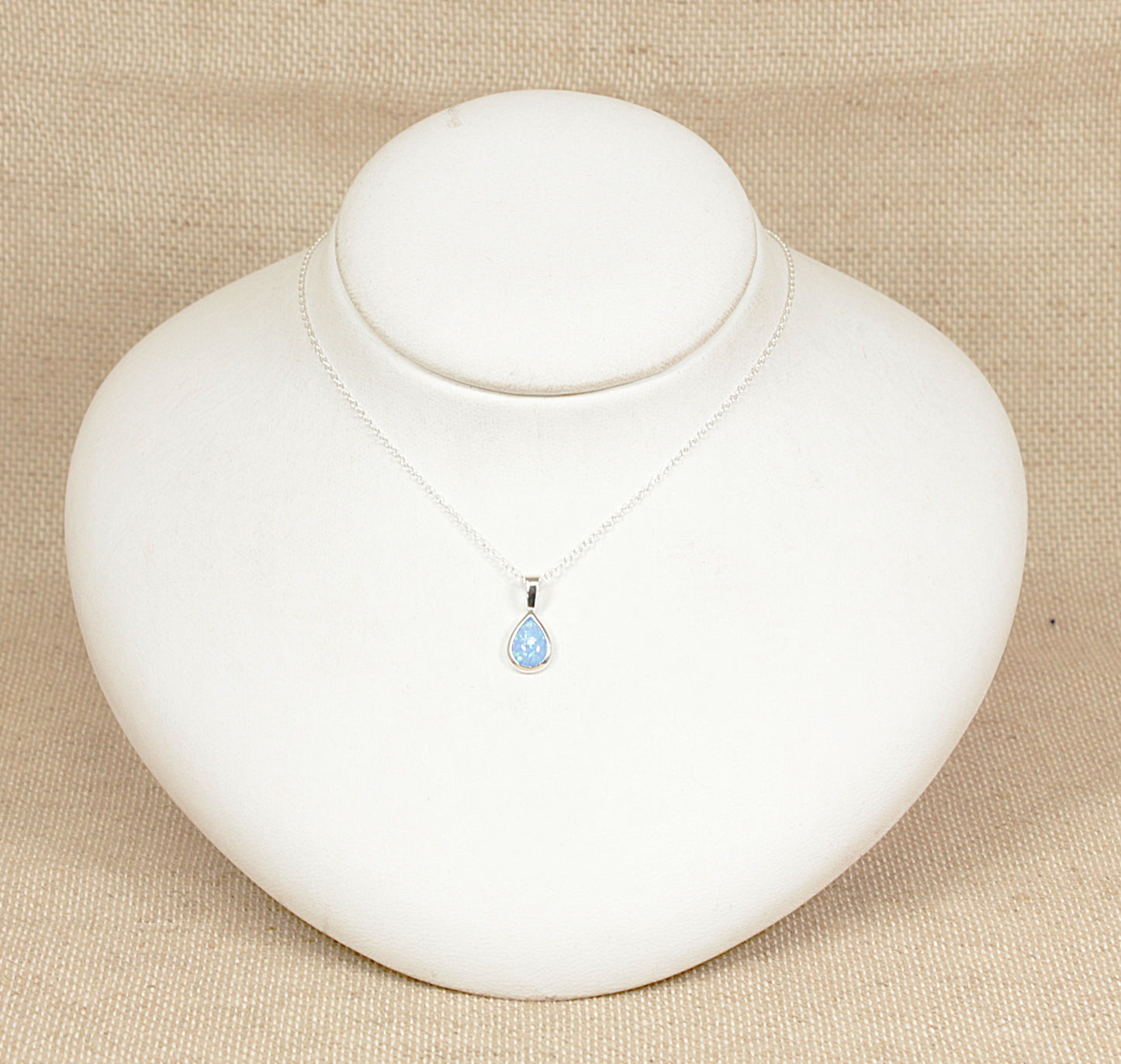 Silver Blue Opal Pendant and Chain