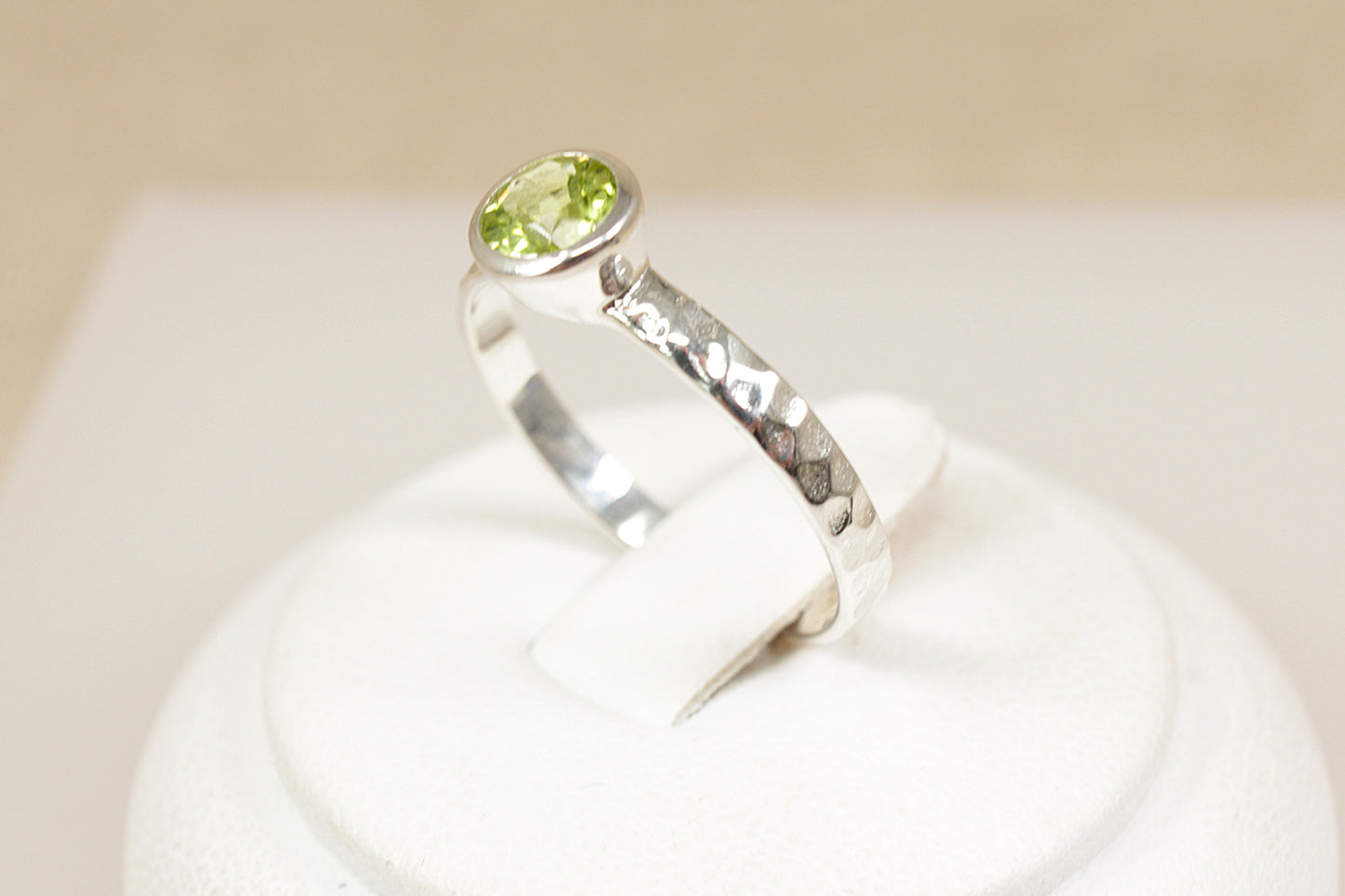 Silver Peridot Solitaire Ring