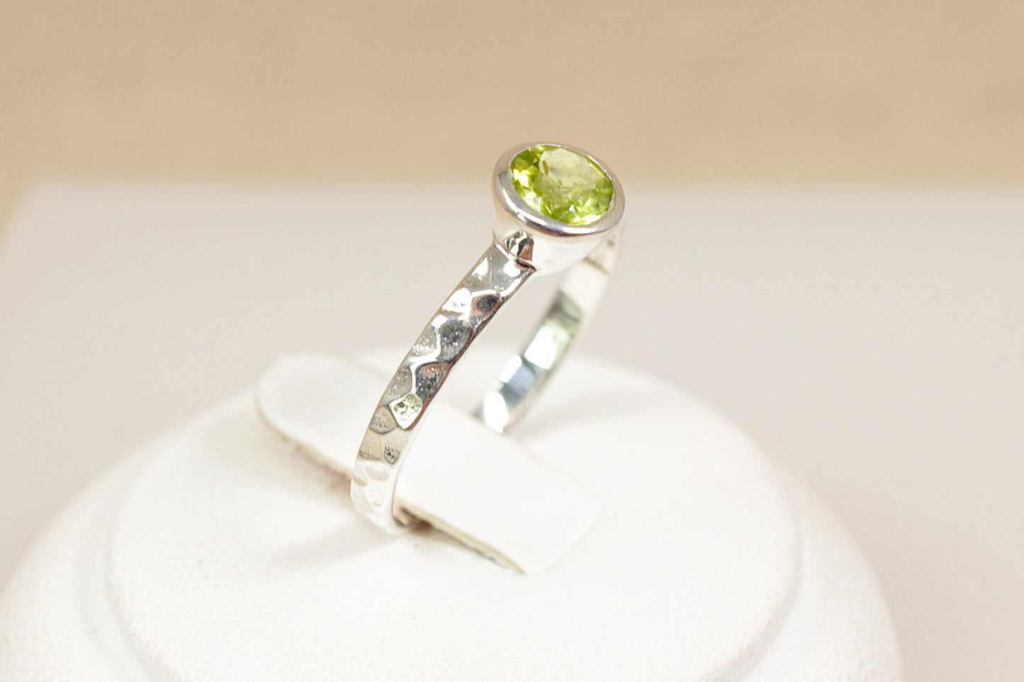 Silver Peridot Solitaire Ring