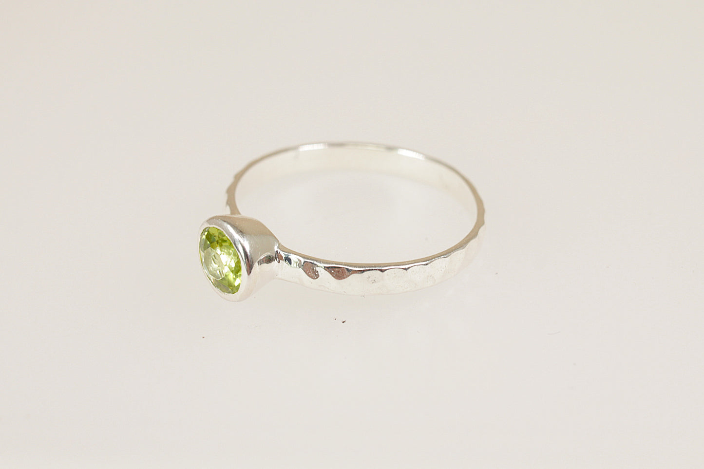 Silver Peridot Solitaire Ring