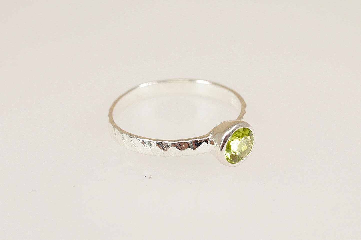 Silver Peridot Solitaire Ring