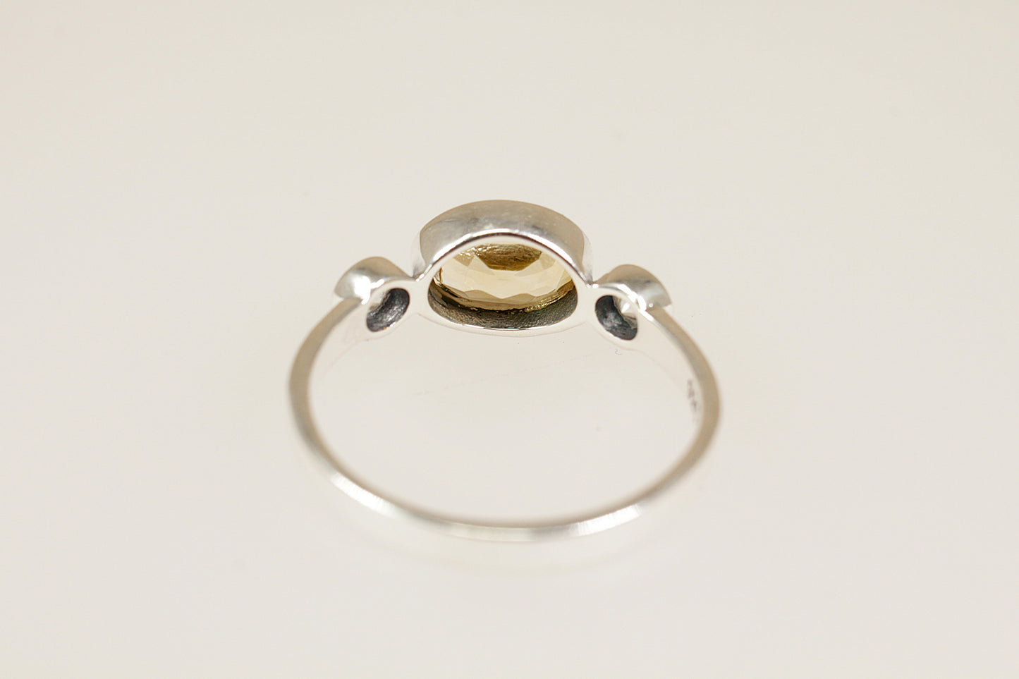 Silver Citrine and Cubic Zirconia Trilogy Ring