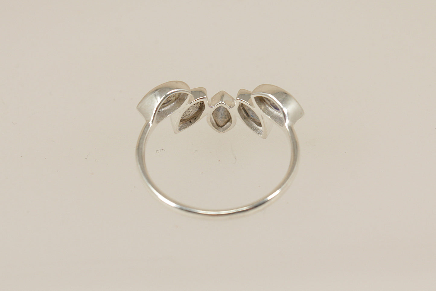 Silver Half Halo Labradorite Ring