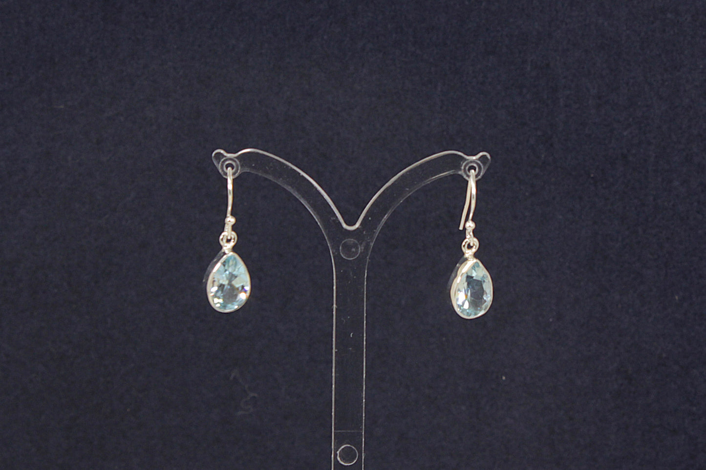 Silver Blue Topaz Drop Earrings