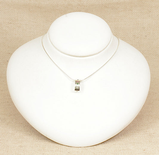 Sterling silver multi gemstone pendant necklace on a sterling silver snake chain this item matches stud earrings 4313 and can be bought as a set.